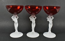 Cambridge Frosted Nude Stem Sherbet Glasses in Red picture