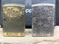 Lot 2-set  Dynamic Zippo Lighter Brass & Antiques Collection Of Skull Zippo picture