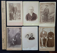 LOT of 6 Antique Vintage Photography Black White Photo Cabinet Cards 1870s picture