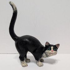 VTG Cast Iron Doorstop 11.25” H Rare Tuxedo Cat Hubley Style Arched Back 8.3 lbs picture