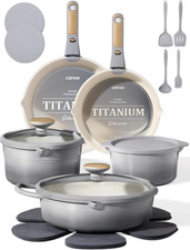 20Pcs Titanium Cookware Set, Pots and Pans Set Detachable Handle | Non-Stick, No picture