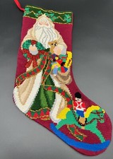 Wool Needlepoint Christmas Stocking Santa Bear  Nutcracker Imperial Elegance picture