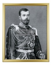 CZAR NICHOLAS II RUSSIAN ROYAL PORTRAIT MILITARY 8X10 GOLD FRAMED PHOTO picture
