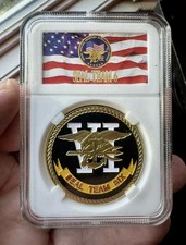 Navy Seal Team Six Challenge Coin In Display Case Devgru picture
