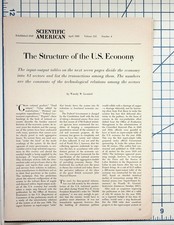 1965 Scientific American Leontief US Economy Input-Output Tables Vintage picture