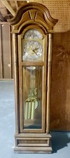 Working Vintage Ridgeway Grandfather Clock Solid Oak Mechanical Moon Dial picture