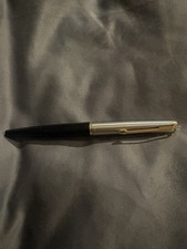 Vintage Parker Fountain Pen Black Barrel Metal Cap Gold Tone Trim USA Untested picture