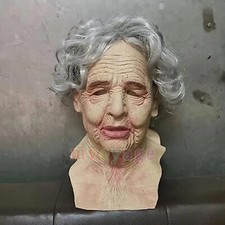 Old Woman Mask Latex Halloween Cosplay Party Realistic Full Face Masks Headgear picture