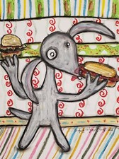 See Spot Eat 4 x 6 Dog Art Print Artist Vintage Style Pop Art KSams picture