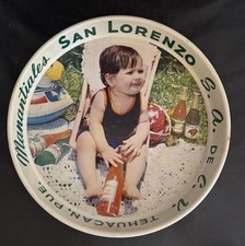 Vintage 1960’s Mexican Agua Mineral San Lorenzo Tehuacan Puebla Soda Metal Tray picture