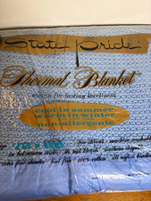 NEW Vtg 70s Waffle Weave State Pride Blue Blanket 72x90 100% Cotton Belk Sealed picture