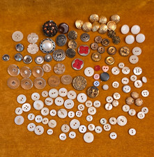 VTG Mixed Lot Of 130 Sewing Buttons Gold Blazer Metal Shell Craft Estate Find picture