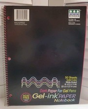 Vtg 1999 Riverside Gel Ink Notebook Dark Pink Paper Wide Ruled Black Cover Y2K picture