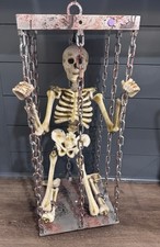 Rare Vtg Gemmy Large Screaming Light Up Skeleton In A Cage Hanging WORKS picture