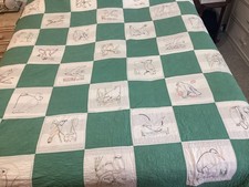 Vintage Handmade Beautiful BIRD Quilt VIBRANT  Bright Colors Cotton , 69” x 86” picture
