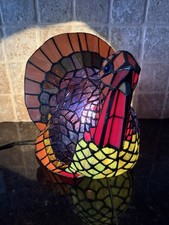 VTG Stained Glass Thanksgiving Turkey Lamp Tiffany Style 1960’s Cracker Barrel picture