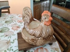 VTG Ceramic Rooster 3 Section Planter Glossy Glaze 10