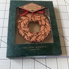 Vintage Hallmark Mayors Tree Ornament 1992 Wreath Wood MAYOR92 Mint In Box picture