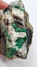 154g Natural Colombian Emerald Matrix Specimen Gem Green Crystals Calcite 70mm picture