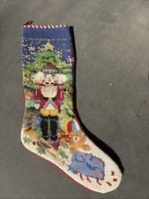 VTG RARE FITZ & FLOYD NUTCRACKER SWEETS 100% WOOL  Beaded Xmas STOCKING picture