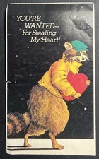 Valentine's Day Vintage My Heart Raccoon Illustration Ray Cruz Postcard 1984 picture