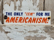 VINTAGE AMERICAN PATRIOT CLUB PORCELAIN SIGN OLD '63 AMERICANISM AMERICANA GOV. picture