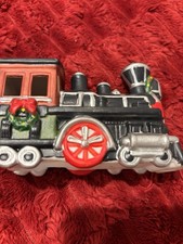 VTG 1995 Dicken Collectible Porcelain Train Locomotive, Passenger Car & Flatbed picture