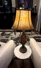 Vintage MCM Hollywood Regency Amber Glass Tortoise Lamp w/ Original Shade - Rare picture