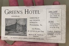1890s Green's Hotel Philadelphia PA Advertising Card - Chestnut & 8th - picture