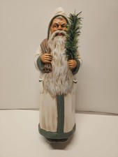 Marolin Germany Limited Edition Paper Mache Christmas Santa Figurine WHITE COAT picture