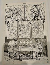 Eskivo Original Unpublished Comic Book Art Page 1 B&W Inked Warcraft picture