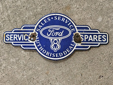 VINTAGE 1950'S FORD SALES & SERVICE PORCELAIN SIGN 10