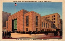 Minneapolis MN Farmers & Mechanics Savings Bank Sixth & Marquette Linen 1944 picture