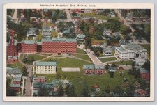 Vintage Methodist Hospital Des Moines Iowa 1925 Aerial View Postcard Posted picture
