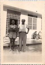 Vintage 1949 Miami Beach Photo Two Men Vacation Travel Snapshot Scalloped Edge picture
