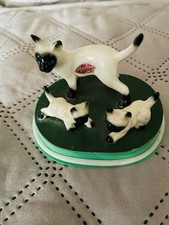 1960s Vintage Miniature Porcelain Family of Siamese Cats Japan picture