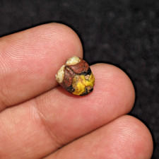 Genuine Ancient Eastern Roman Mosaic Gabri Glass Bead with Yellow Pattern picture