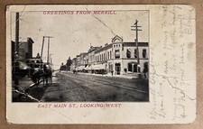 Merrill Wisconsin Lincoln County East Main Street View Postcard 1906 picture