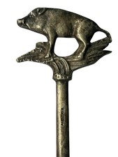 Antique Austrian Art Nouveau Wild Boar Letter Opener - Early 1900s Bronze Pig picture