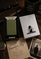 Zippo 47426 Founder's Day 2026 Green Crackle Over Brass Windproof Pocket Lighter picture