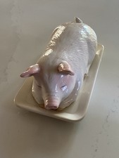 Charming Vintage Otagiri Japan Sleeping Pig Covered Butter Dish 7.25