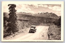 Alaska Highway Yukon Vintage Truck Dirt Road Pine Tree Mountain Scenery Postcard picture