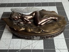 Art Nouveau Sleeping Lotus Fairy Girl Trinket Box cold-cast resin picture