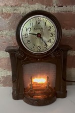 Vintage 1960s Mastercrafters 272 Animated Fireplace Novelty Clock Video Cottage picture