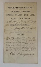 JA131 1867 Old W. Stagecoach Manifest Signed Agent Chas Mayhew Oregon Mail Line picture