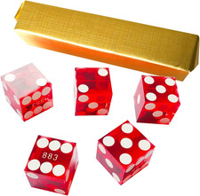 Set of 5 Grade AAA Precision 19Mm Serialized Casino Dice with Razor picture