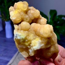 229G Natural transparent Bubble shape Yellow flourite cluster Spiritual Sample picture