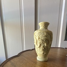 Vtg Norleans Hand Carved Dragon Resin Vase made in Italy picture