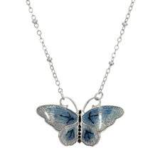 1928 Jewelry Butterfly's Dance Blue Enamel Necklace 16