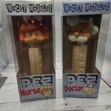 Vintage 2002 Funko Wacky Wobbler PEZ Doctor & Nurse Bobblehead Set NIB Retired picture